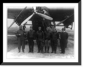 Six Army Air pilots posed in front of tri-motored Fokker monoplane at Bolling Field, Washington, D.C, Vintage Wall Art