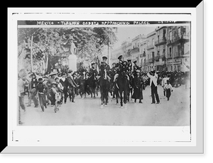 Historic Framed Print, Mexico - Tlalpan cadets approaching palace,  17-7/8" x 21-7/8"