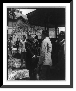 Pres. Roosevelt greeting the boys" who fought in Cuba. "Rough Rider" reunion at San Antonio, Texas", Vintage Print