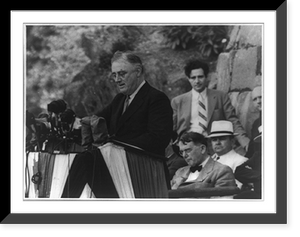 Historic Framed Print, [President Franklin Delano Roosevelt speaking at podium, facing left],  17-7/8" x 21-7/8"