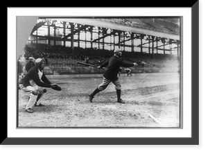 Historic Framed Print, [Frank Chance, manager for the New York American League baseball team swinging bat],  17-7/8" x 21-7/8"