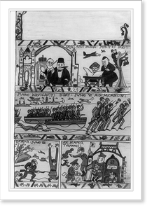 Antique Military - Cartoon showing D-Day invasion of France by British (1)