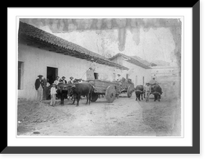 Historic Framed Print, Carretta [sic], native ox cart, coffee warehouse, Nicaragua,  17-7/8" x 21-7/8"