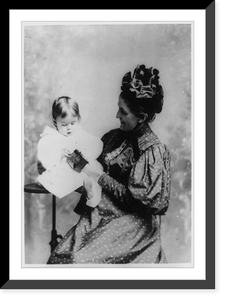 Historic Framed Print, [Nellie O'Connor, three-quarter length portrait, seated, facing left, holding baby],  17-7/8" x 21-7/8"