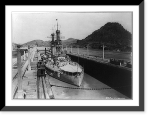 Historic Framed Print, [U.S.S. Arizona in lock, Panama Canal],  17-7/8" x 21-7/8"