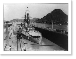 Vintage Nautical Print - Battleships - U.S.S. Arizona in lock