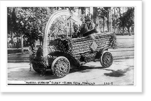 Antique Photo Print - Princess of Mauoa float, floral fete, Honolulu