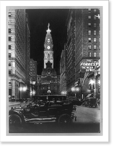 Vintage Building Photo - Philadelphia - Night view of Broad Street