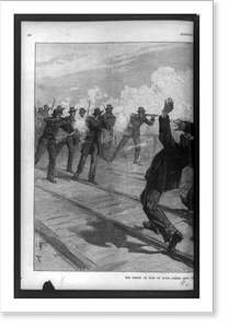 Black & White Photo - St. Louis - The strike at East firing into