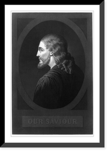 Our Saviour from the only authentic likeness of our Saviour cut on an emerald by command of Tiberius Caesar..engraved by John Sartain, Phila, Antique Wall Art