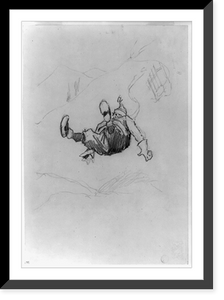Historic Framed Print, [Boy or man falling off snow sled],  17-7/8" x 21-7/8"