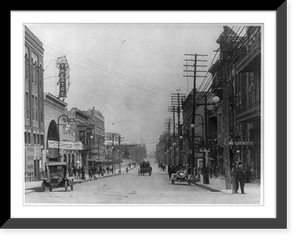 Historic Framed Print, [Street scene near movie theater, Shreveport, Louisiana],  17-7/8" x 21-7/8"