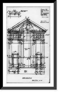 Historic Framed Print, [Measured architectural drawing of north elevation of Gunston Hall, Lorton vicinity, Fairfax County, Virginia],  17-7/8" x 21-7/8"