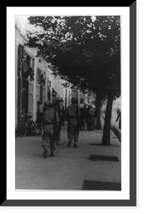 2 street views of Kabul, Afghanistan: rear view of 3 soldiers walking in foregrd, Vintage Wall Art