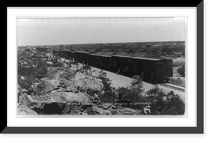 Historic Framed Print, [Bird's-eye view of S.P.deM. train, and camp of General Dieguez, at Batamotal, during the Mexican revolution],  17-7/8" x 21-7/8"