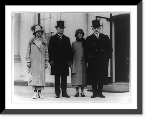 Historic Framed Print, [President and Mrs. Coolidge with Vice President and Mrs. Dawes, standing, full-length, on North Portico of the White House],  17-7/8" x 21-7/8"