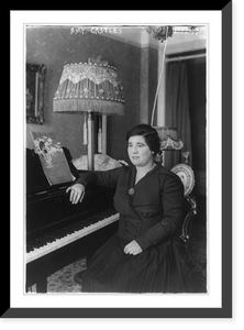 Amy Castles, three-quarters length portrait, seated at piano, facing left. Australian singer, Antique Print