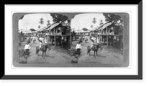 Historic Framed Print, Houses on stilts where laborers' families live - cacao plantation, La Clementina, Ecuador,  17-7/8" x 21-7/8"