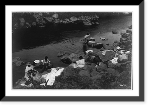 5 women doing laundry in stream. Panama Canal Zone, Cuba, or Puerto Rico Classic, Antique Poster