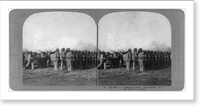 Antique Military - The 24th U.S. Infantry at drill, Camp Walker