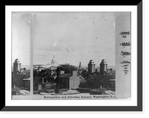 Historic Framed Print, Bird's eye view, Capitol & c., looking S.E., from Post Office,  17-7/8" x 21-7/8"