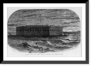 Sunset view of Fort Sumter before the bombardment 1861, Vintage Print