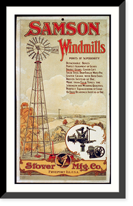 Historic Framed Print, Samson Windmills. Stover Mfg. Co. ...,  17-7/8" x 21-7/8"