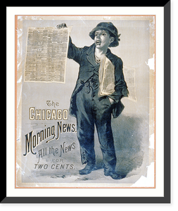The Chicago Morning News. All the news for two cents.Shober & Carqueville lith., Chicago, Antique Poster