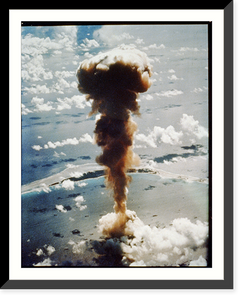 Aerial view of mushroom cloud from atomic bomb, Bikini Atoll in the Pacific, Historic Print