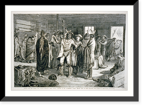 Oregon - the new Indian war - Indians receiving their annual supplies at the government agency before going on the war path Indians receiving fancy clothing, Antique Poster