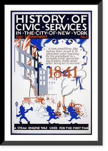 History of civic services in the city of New York Fire Department No. 3 : A steam engine was used for the first time, Vintage Wall Art