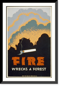 Historic Framed Print, Fire wrecks a forest,  17-7/8" x 21-7/8"