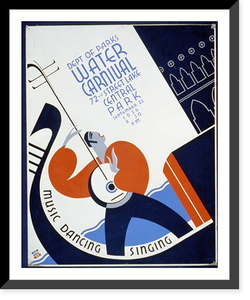 Dept of Parks water carnival Music, dancing, singing, Antique Poster