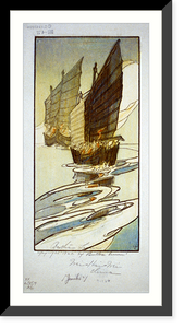 Historic Framed Print, Junks, Wei-hai-wei, China.signature: Bertha Lum,  17-7/8" x 21-7/8"