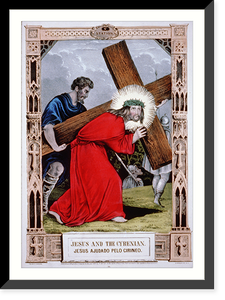 Jesus and the Cyrenian.Jesus ajudado pelo Cirineo - 2, Vintage Wall Art