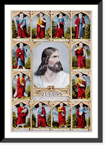 Historic Framed Print, Jesus: and the twelve apostles.El Se&ntilde;or y sus disipulos,  17-7/8" x 21-7/8"