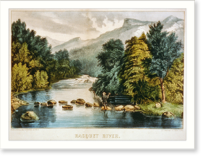 Antique Scenic Print - Adirondacks - Racquet River