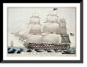 Vintage Nautical Print - U.S. ship of the Line Pennsylvania, 140 guns