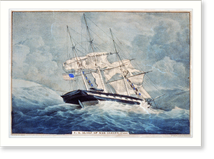 Vintage Military Print - U.S. sloop of war Albany: 22 guns