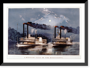 Historic Framed Print, A midnight race on the Mississippi - 3,  17-7/8" x 21-7/8"