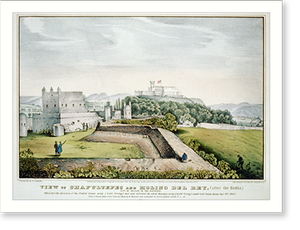 Vintage Military Print - View of Chapultepec and Molino del Rey