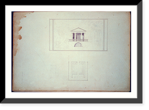Houses and a church (Buildings Erected or Proposed to be Built in Virginia"). Spring house - elevation and plan" - 2, Antique Poster