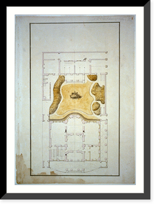 Houses and a church (Buildings Erected or Proposed to be Built in Virginia"). Garden plan with outbuildings" - 2, Historic Reproduction