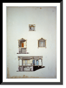 Houses and a church (Buildings Erected or Proposed to be Built in Virginia"). Lodge - Sections showing interior elevation" - 2, Antique Wall Art