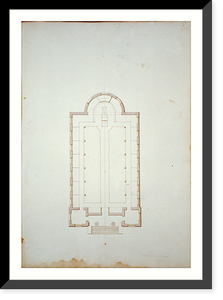 Houses and a church (Buildings Erected or Proposed to be Built in Virginia"). Shockoe church - Floor plan" - 2, Antique Poster
