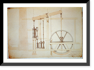 Steam engine, Washington Navy Yard, Washington, D.C. Longitudinal elevation - 2, Antique Wall Art