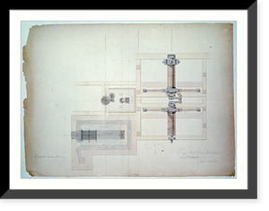Steam engine, Washington Navy Yard, Washington, D.C. Plan with boiler, cistern, and fly wheel - 2, Vintage Print
