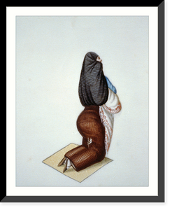 Historic Framed Print, [Kneeling woman wearing a tapada, Peru] - 2,  17-7/8" x 21-7/8"