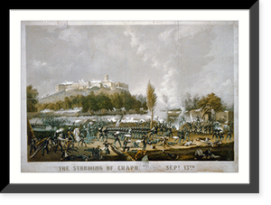 The storming of Chapultepec Sept. 13th 1847.drawn on stone, printed in colours. by Sarony & Major ; from a painting by Walker in the possesion of Capt. Roberts, U.S.A. - 2 Antique Wall Art Pr
