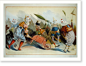 Black & White Photo - Circus & Carnival - 5 circus clowns (2)